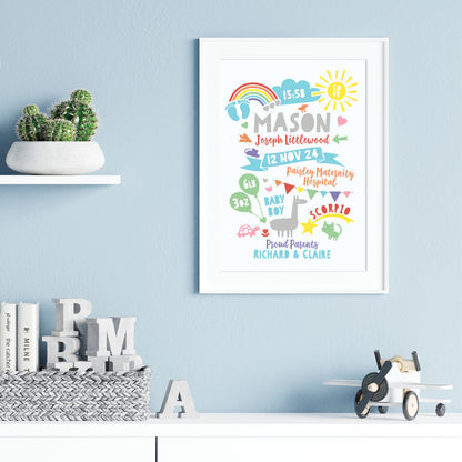 Custom Baby Print - Boy Rainbow Baby Feet