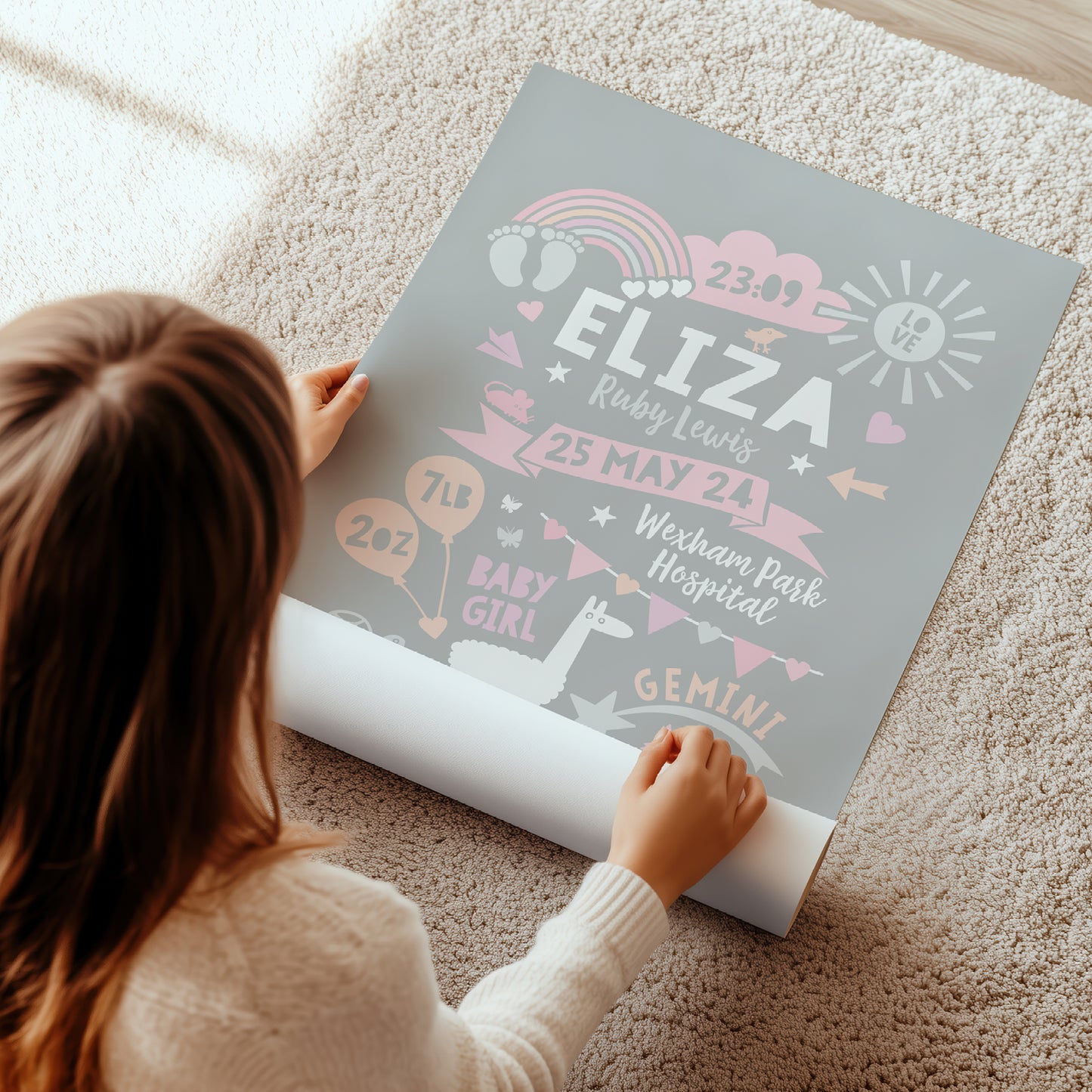 Custom Baby Print - Girl Rainbow Baby Feet