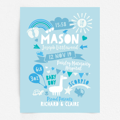 Custom Baby Print - Boy Rainbow Baby Feet