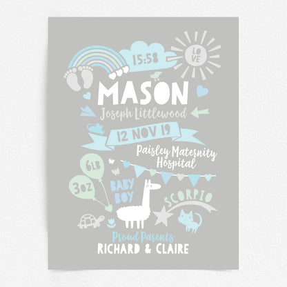 Custom Baby Print - Boy Rainbow Baby Feet