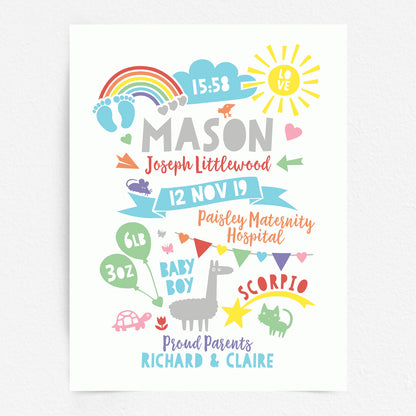 Custom Baby Print - Boy Rainbow Baby Feet