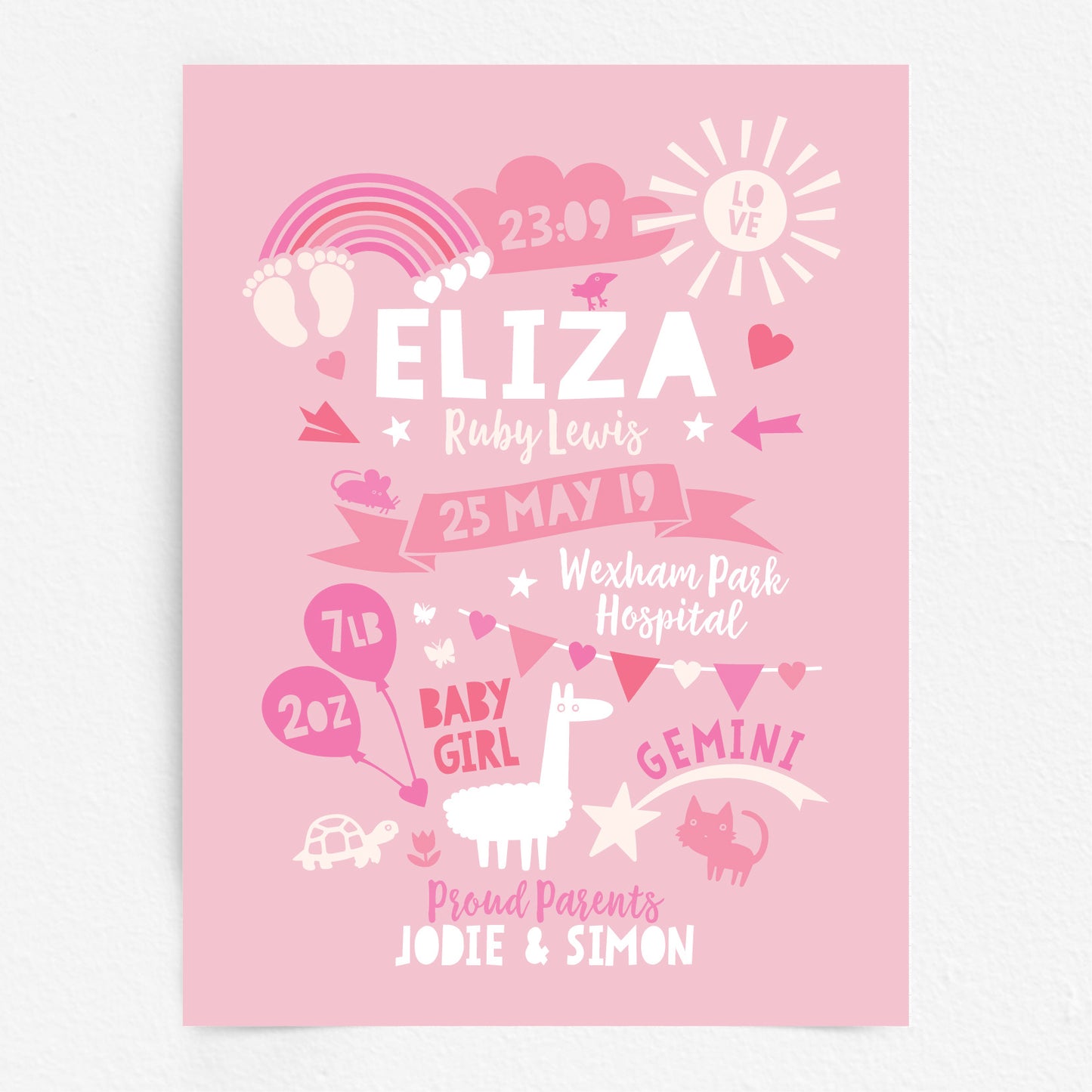 Custom Baby Print - Girl Rainbow Baby Feet