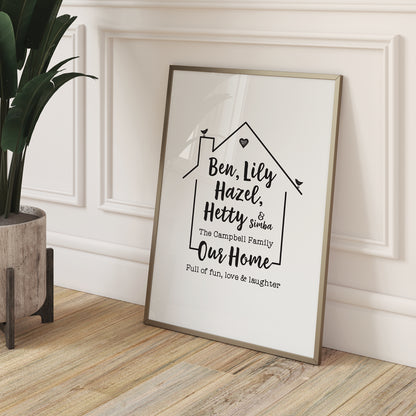 Custom Family Names Print - Our Home