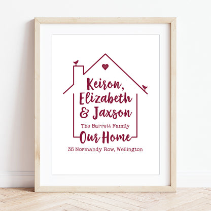 Custom Family Names Print - Our Home