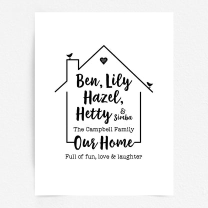 Custom Family Names Print - Our Home
