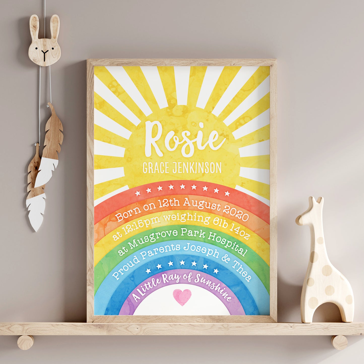 Custom Baby Print - Sunshine Rainbow