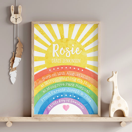 Custom Baby Print - Sunshine Rainbow