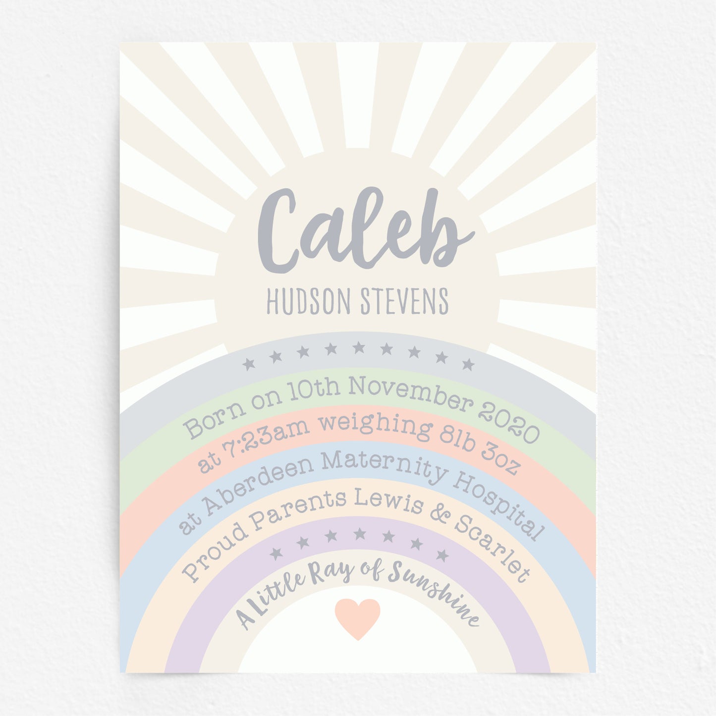 Custom Baby Print - Sunshine Rainbow