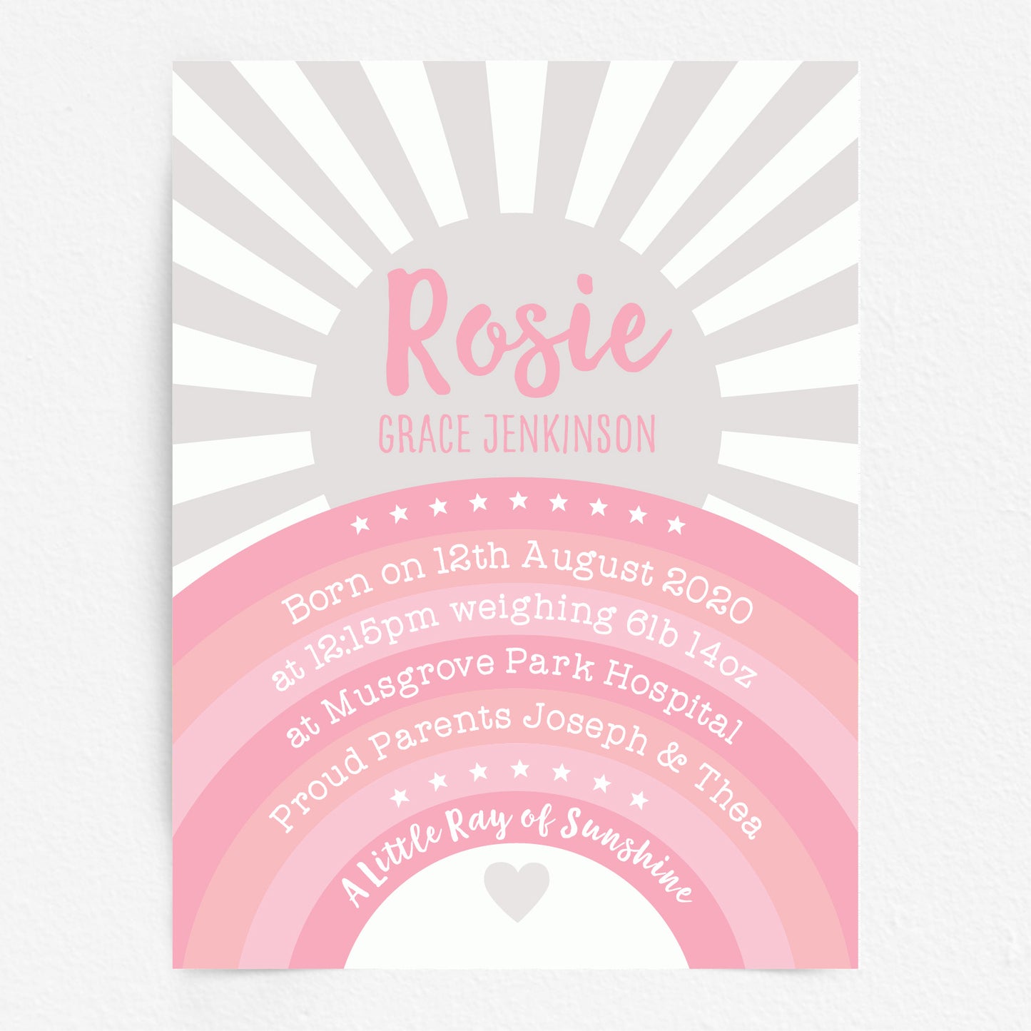 Custom Baby Print - Sunshine Rainbow