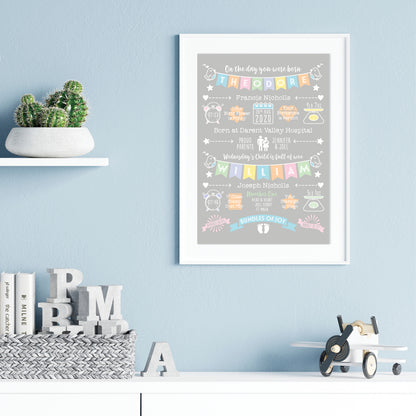 Custom Twin Babies Print - Boys Name Bunting