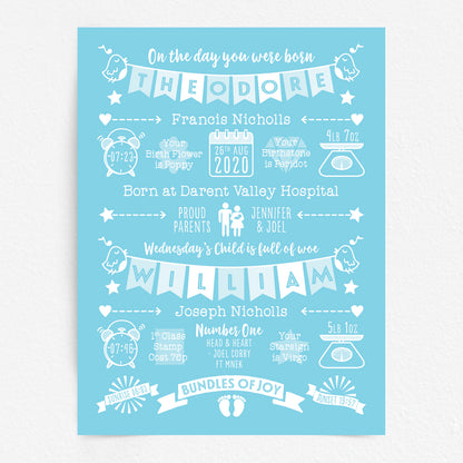 Custom Twin Babies Print - Boys Name Bunting
