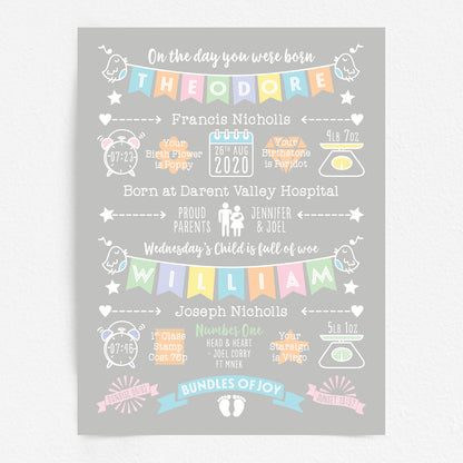 Custom Twin Babies Print - Boys Name Bunting
