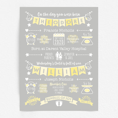 Custom Twin Babies Print - Boys Name Bunting