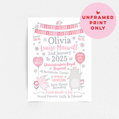 Custom Baby Print - Girl Bunting Balloons