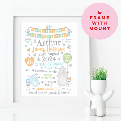 Custom Baby Print - Boy Bunting Balloons