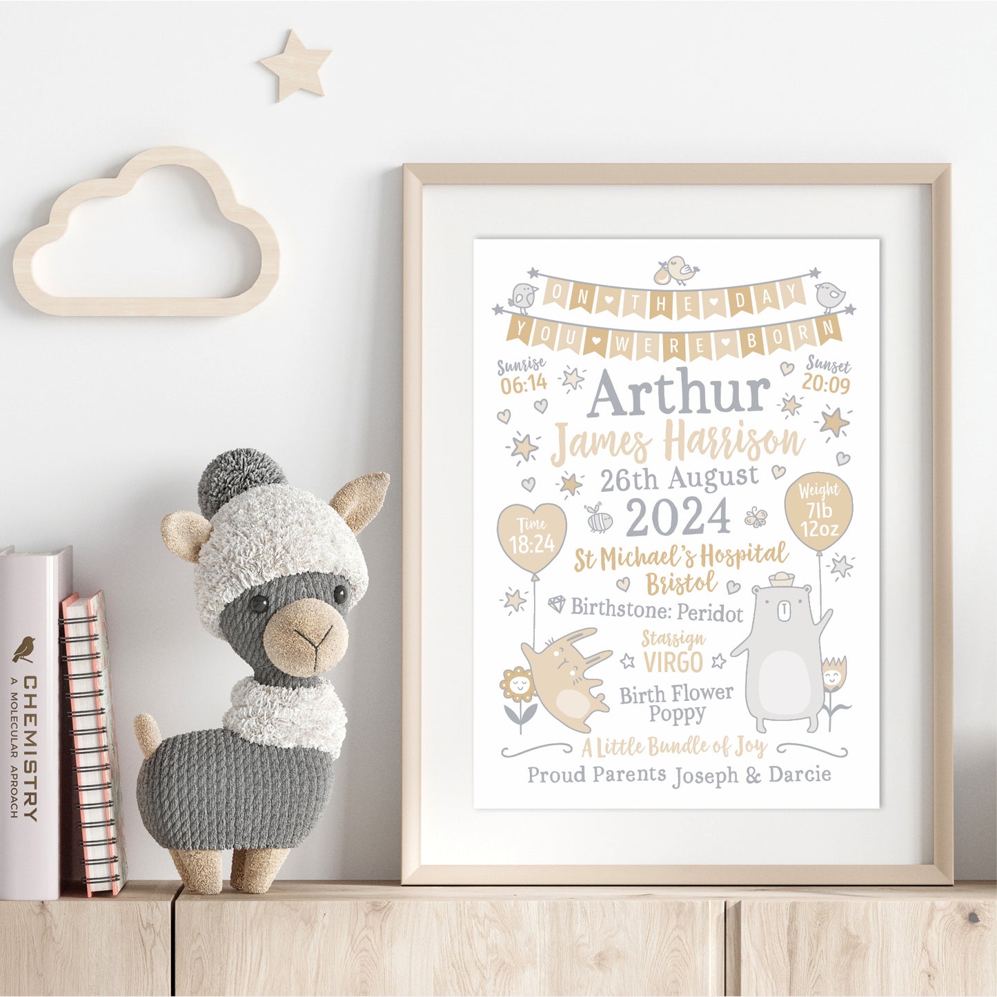 Custom Baby Print - Boy Bunting Balloons