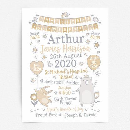 Custom Baby Print - Boy Bunting Balloons