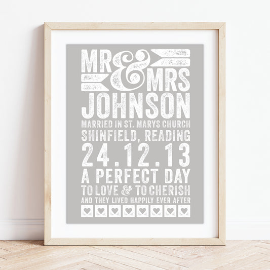 Custom Mr & Mrs Wedding Print - A Perfect Day