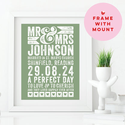 Custom Mr & Mrs Wedding Print - A Perfect Day