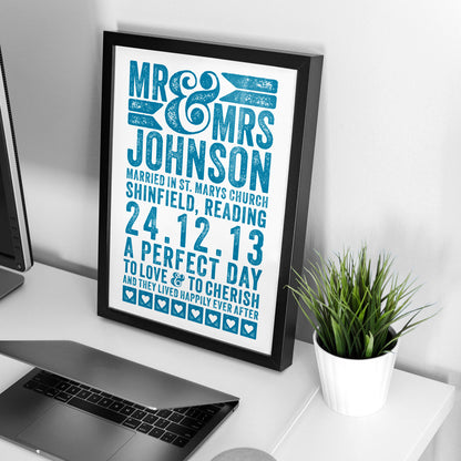 Custom Mr & Mrs Wedding Print - A Perfect Day