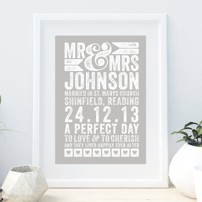 Custom Mr & Mrs Wedding Print - A Perfect Day