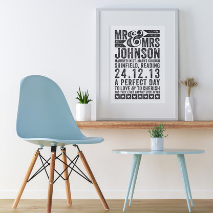 Custom Mr & Mrs Wedding Print - A Perfect Day