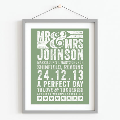 Custom Mr & Mrs Wedding Print - A Perfect Day